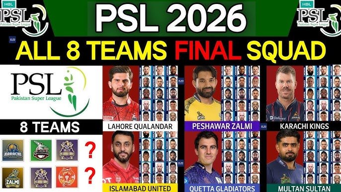 PSL 2026 Squads| Teams List Points Table And Everything You Need To Know